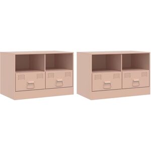 vidaXL Pink 2 pcs TV Cabinet Steel - TV Furniture vidaXL Pink 2 pcs TV Cabinet Steel - TV Furniture