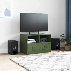 vidaXL Olive Green 67x39x44 cm Steel TV Cabinet - TV Unit vidaXL Olive Green 67x39x44 cm Steel TV Cabinet - TV Unit