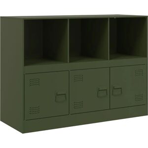 vidaXL Olive Green Steel Sideboard - 99x39x73 cm Storage Cabinet vidaXL Olive Green Steel Sideboard - 99x39x73 cm Storage Cabinet