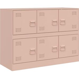 vidaXL Pink Steel Sideboard - Living Room Storage Cabinet - 99x39x73 cm vidaXL Pink Steel Sideboard - Living Room Storage Cabinet - 99x39x73 cm