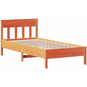 vidaXL Cama 90x200cm Madera de Pino Sólida Marrón - Cama vidaXL Cama 90x200cm Madera de Pino Sólida Marrón - Cama