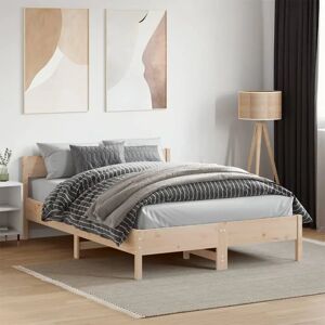 vidaXL Bed Frame Natural Pine 135x190cm - Bed Base & Headboard vidaXL Bed Frame Natural Pine 135x190cm - Bed Base & Headboard