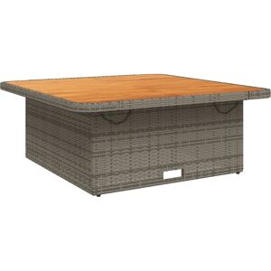 vidaXL Garden Table Grey 110x110x71 cm Poly Rattan and Acacia Wood - Garden Table vidaXL Garden Table Grey 110x110x71 cm Poly Rattan and Acacia Wood - Garden Table