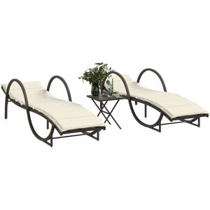 vidaXL Outdoor Relaxliegen mit Tisch - 2er Set, Braun vidaXL Outdoor Relaxliegen mit Tisch - 2er Set, Braun