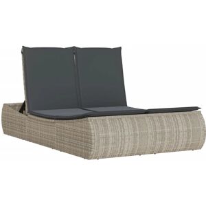 vidaXL Dubbelloungeliege Met Kussens Grijs - Outdoor Chair vidaXL Dubbelloungeliege Met Kussens Grijs - Outdoor Chair