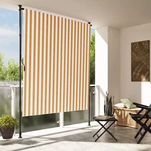 vidaXL Outdoor Roller Blind Orange White 150x270cm UV Fabric Steel - Roller Shade vidaXL Outdoor Roller Blind Orange White 150x270cm UV Fabric Steel - Roller Shade