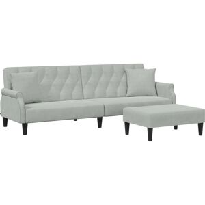 VidaXL Grå Sovesofa med puder og fodskammel VidaXL Grå Sovesofa med puder og fodskammel