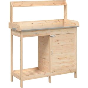 vidaXL Potting Table with Cabinet - Solid Wood - Brown - Gardening Furniture vidaXL Potting Table with Cabinet - Solid Wood - Brown - Gardening Furniture