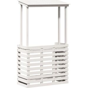 vidaXL Udendørs Barbord med Tag - Udendørs Spisebord - Hvid Massivt Træ vidaXL Udendørs Barbord med Tag - Udendørs Spisebord - Hvid Massivt Træ