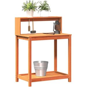 vidaXL Potting Table with Shelves Garden Potting Bench Brown Solid Wood Pine - Potting Table vidaXL Potting Table with Shelves Garden Potting Bench Brown Solid Wood Pine - Potting Table