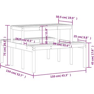 vidaXL 844647 Outdoor Table - Solid Wood Pine - 110x134x75 cm vidaXL 844647 Outdoor Table - Solid Wood Pine - 110x134x75 cm