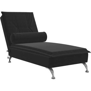 vidaXL Massage-Chaiselongue mit Nackenrolle Schwarz Samt - Massagefunktion vidaXL Massage-Chaiselongue mit Nackenrolle Schwarz Samt - Massagefunktion