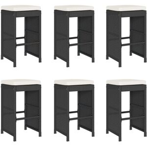 vidaXL Garden Bar Stools with Cushions - 6 pcs - Black - Garden Bar Stools vidaXL Garden Bar Stools with Cushions - 6 pcs - Black - Garden Bar Stools