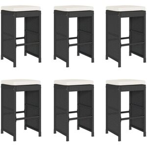 vidaXL Garden Bar Stools with Cushions - 6 pcs - Black - Garden Bar Stools vidaXL Garden Bar Stools with Cushions - 6 pcs - Black - Garden Bar Stools