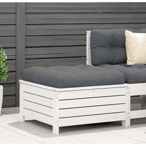 vidaXL Garden Footstool with Cushion White Solid Wood Pine - Garden Footstool vidaXL Garden Footstool with Cushion White Solid Wood Pine - Garden Footstool