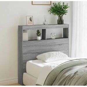 vidaXL Headboard Cabinet with LED Grey Sonoma - Headboard Cabinet - Bed Headboard vidaXL Headboard Cabinet with LED Grey Sonoma - Headboard Cabinet - Bed Headboard