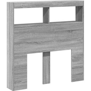 vidaXL Headboard Cabinet with LED Grey Sonoma - Headboard Cabinet - Bed Headboard vidaXL Headboard Cabinet with LED Grey Sonoma - Headboard Cabinet - Bed Headboard