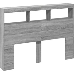 vidaXL Headboard Cabinet with LED Grey Sonoma - Headboard with Storage vidaXL Headboard Cabinet with LED Grey Sonoma - Headboard with Storage