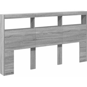 vidaXL Headboard Cabinet with LED Grey Sonoma 180x17x102 cm - Headboard Cabinet vidaXL Headboard Cabinet with LED Grey Sonoma 180x17x102 cm - Headboard Cabinet