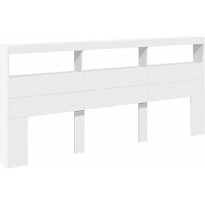 vidaXL Kopfteil mit LED - 220x17x102 cm - Weiß - Bett vidaXL Kopfteil mit LED - 220x17x102 cm - Weiß - Bett
