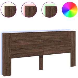 vidaXL Headboard Cabinet with LED - Brown Oak - 220x16.5x103.5 cm - Headboard Cabinet vidaXL Headboard Cabinet with LED - Brown Oak - 220x16.5x103.5 cm - Headboard Cabinet