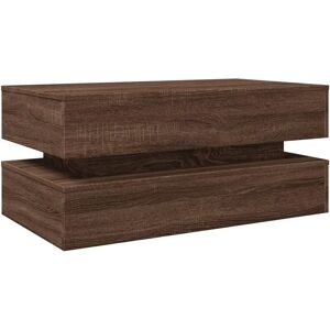 vidaXL Brown Oak Coffee Table with LED Lights - Coffee Table vidaXL Brown Oak Coffee Table with LED Lights - Coffee Table