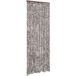 vidaXL Fly Curtain Door Curtain Fly Screen Brown and White - 90x200 cm Chenille vidaXL Fly Curtain Door Curtain Fly Screen Brown and White - 90x200 cm Chenille