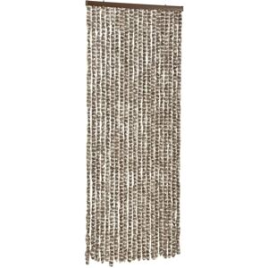 vidaXL Taupe and White Fly Curtain - 100x200 cm Chenille Door Screen vidaXL Taupe and White Fly Curtain - 100x200 cm Chenille Door Screen
