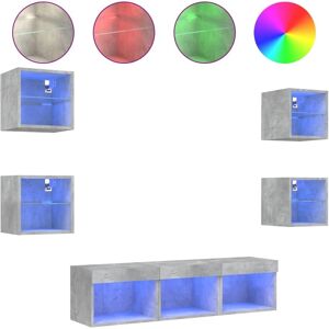 vidaXL 3216586 TV Wall Units 7 Piece with LED - TV cabinet vidaXL 3216586 TV Wall Units 7 Piece with LED - TV cabinet