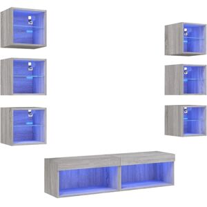 VidaXL Wall TV Cabinet - Gray Sonoma - RGB LED Lighting VidaXL Wall TV Cabinet - Gray Sonoma - RGB LED Lighting