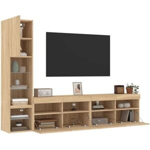 VidaXL Sonoma Wall TV Set with LEDs - Wall Mountable, Durable Material VidaXL Sonoma Wall TV Set with LEDs - Wall Mountable, Durable Material