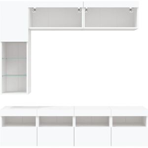 vidaXL TV Wall Cabinet Set 7 Piece with LED Lights White - TV Cabinet vidaXL TV Wall Cabinet Set 7 Piece with LED Lights White - TV Cabinet