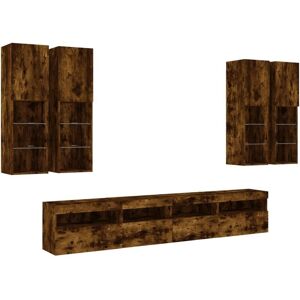 vidaXL 7 Piece TV Wall Cabinet Set with LED Lights - TV Wall Cabinet Set vidaXL 7 Piece TV Wall Cabinet Set with LED Lights - TV Wall Cabinet Set