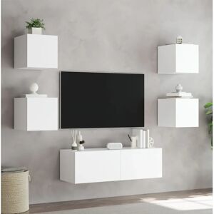 vidaXL 5 Piece TV Wall Cabinets with LED Lights White - TV Wall Units vidaXL 5 Piece TV Wall Cabinets with LED Lights White - TV Wall Units