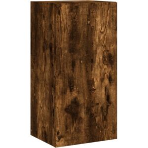 vidaXL 3216878 TV Cabinet - Smoked Oak - Wall-mounted, LED Lights vidaXL 3216878 TV Cabinet - Smoked Oak - Wall-mounted, LED Lights
