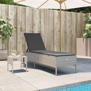 vidaXL Sonnenliegen 2 Stück mit Tisch Poly Rattan Hellgrau vidaXL Sonnenliegen 2 Stück mit Tisch Poly Rattan Hellgrau