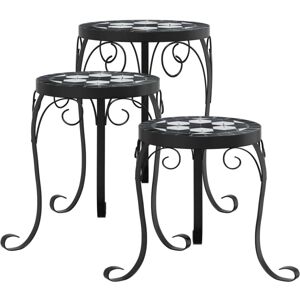 vidaXL Plant Stand 3 Pcs. Black and White Ceramic 26 x 35 cm - Plant Stand vidaXL Plant Stand 3 Pcs. Black and White Ceramic 26 x 35 cm - Plant Stand