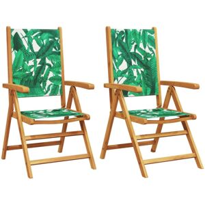 vidaXL Garden Chairs 2 pcs Leaf Pattern Solid Wood Acacia and Fabric - Garden Chairs vidaXL Garden Chairs 2 pcs Leaf Pattern Solid Wood Acacia and Fabric - Garden Chairs