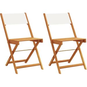 vidaXL Chaise d'Extérieur - Bois d'Acacia, Crème/Blanc - 2 pcs - Publicité vidaXL Chaise d'Extérieur - Bois d'Acacia, Crème/Blanc - 2 pcs - Publicité