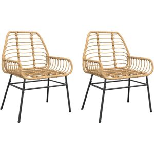 vidaXL Gartenstühle 2 Stk. Mit Kissen Poly Rattan vidaXL Gartenstühle 2 Stk. Mit Kissen Poly Rattan