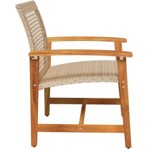 vidaXL Garden Chairs 2 pcs Beige Poly Rattan and Acacia Wood - garden chairs vidaXL Garden Chairs 2 pcs Beige Poly Rattan and Acacia Wood - garden chairs