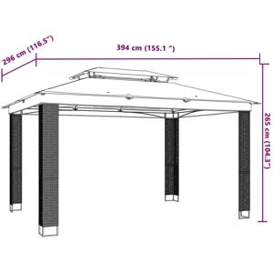 vidaXL Gazebo with Double Roof - Steel, 3.94x2.96 m vidaXL Gazebo with Double Roof - Steel, 3.94x2.96 m