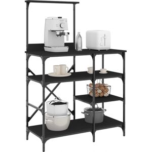 vidaXL Baker's Rack Storage Shelf Kitchen Rack Black Engineered Wood and Metal - Baker's Rack vidaXL Baker's Rack Storage Shelf Kitchen Rack Black Engineered Wood and Metal - Baker's Rack