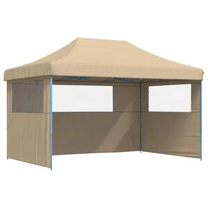 vidaXL Beige Foldable Party Tent with 3 Sidewalls - Party Tent vidaXL Beige Foldable Party Tent with 3 Sidewalls - Party Tent