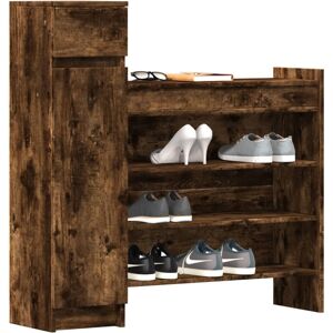 vidaXL Smoked Oak Shoe Cabinet - Shoe Storage & Rack - Engineered Wood vidaXL Smoked Oak Shoe Cabinet - Shoe Storage & Rack - Engineered Wood