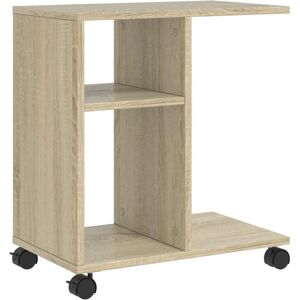vidaXL Sonoma Oak Side Table with Wheels - Side Table vidaXL Sonoma Oak Side Table with Wheels - Side Table