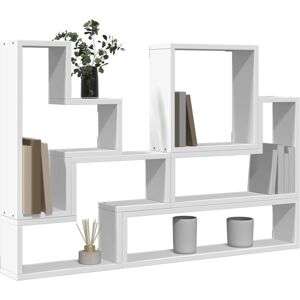 vidaXL White Wall Shelf - Engineered Wood Storage Rack - Wall Mounted vidaXL White Wall Shelf - Engineered Wood Storage Rack - Wall Mounted