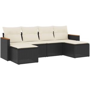 vidaXL 6-Teilig Garten-Sofagarnitur Mit Kissen - Poly Rattan - Schwarz & Creme vidaXL 6-Teilig Garten-Sofagarnitur Mit Kissen - Poly Rattan - Schwarz & Creme