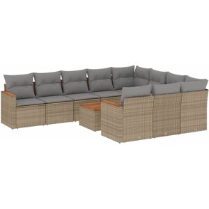 vidaXL Gartenmöbel-Set - Beige Polyrattan - 10-teilig vidaXL Gartenmöbel-Set - Beige Polyrattan - 10-teilig
