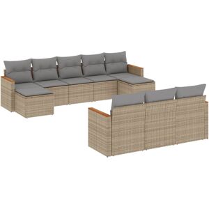 vidaXL Gartenmöbel-Set - Beige Modular Rattan 11 Stück vidaXL Gartenmöbel-Set - Beige Modular Rattan 11 Stück